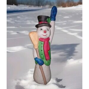 Hand painted Snowman Holiday Ceramic Figurine 8" Tall Christmas Home Decor